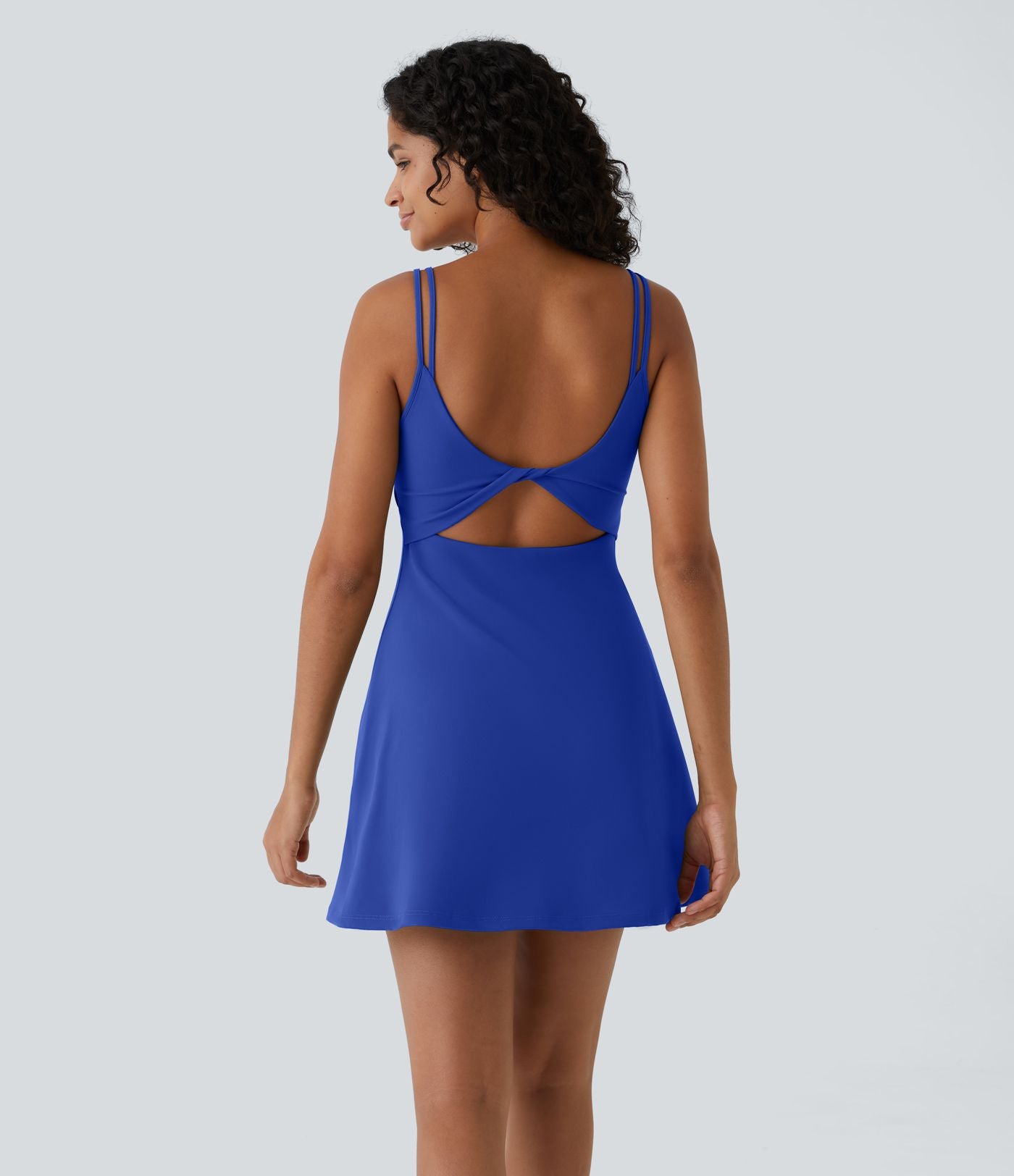 Robe de sport danse 2-pièces SoftlyZero™ Plush double bretelles caraco avec poche A-D