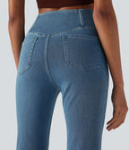 Halara Flex™ - Jean Ultra Evasé Tricot Extensible Lavé Poches Croisées Taille Haute