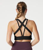 Brassière de sport pour entraînement à maintien léger, col U, ourlet à volants