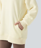 Sweat-shirt décontracté en polaire, col rond, manches longues, poches latérales, coupe oversize