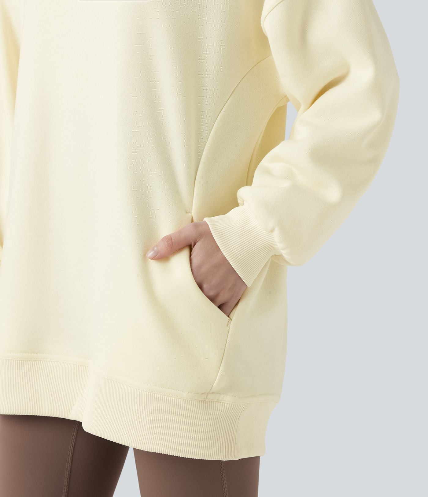 Sweat-shirt décontracté en polaire, col rond, manches longues, poches latérales, coupe oversize