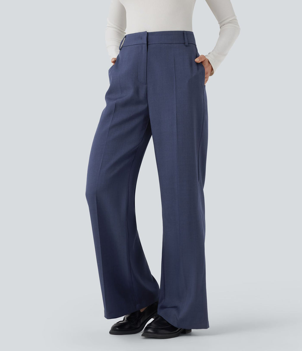 Pantalon tailleur bootcut taille haute avec poches