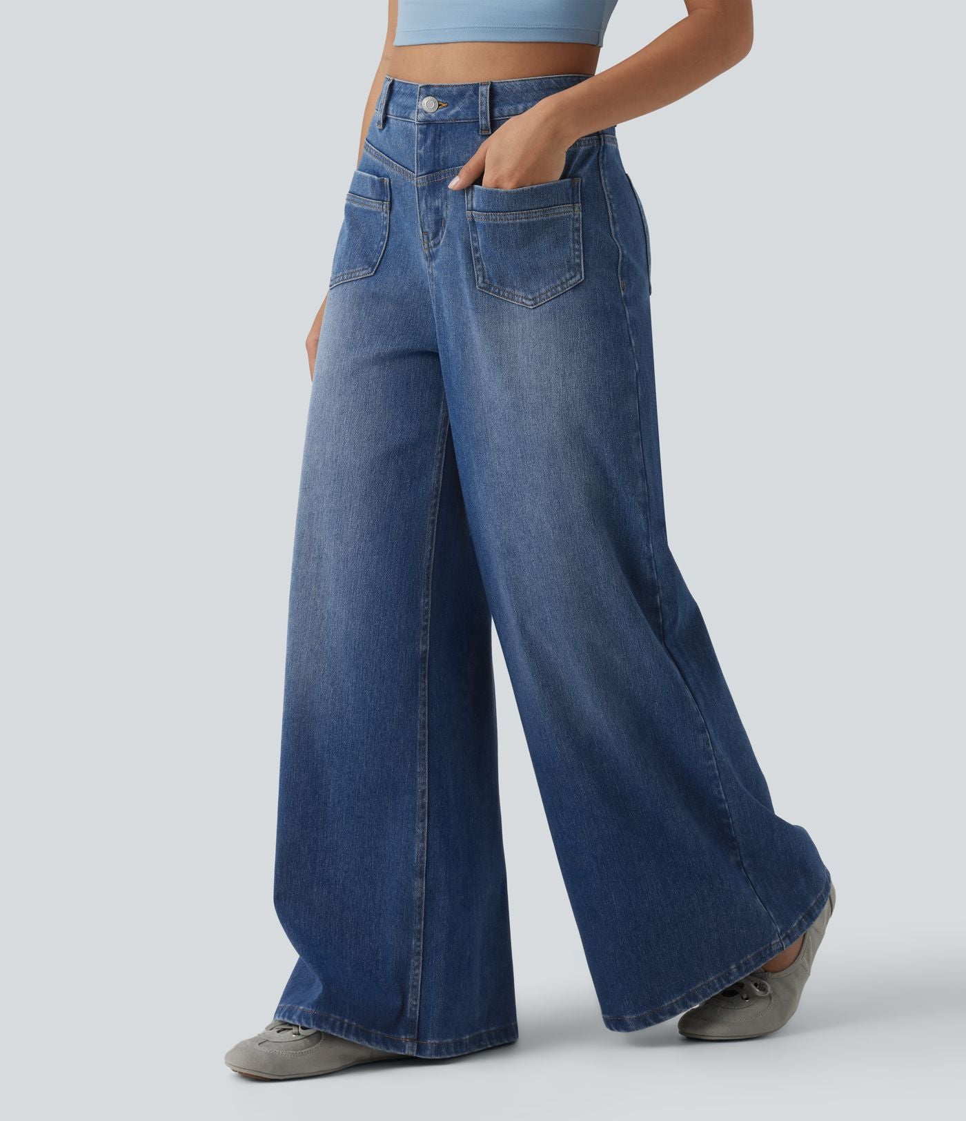 Jean ample Halara Flex™ casual taille mi-haute avec poches