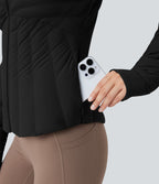 Doudoune de sport extensible col montant avec passants pouces et poches