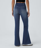 Halara Flex™ Jean Évasé à Taille Haute avec Poche Crossover Tissu Élastique Lavé