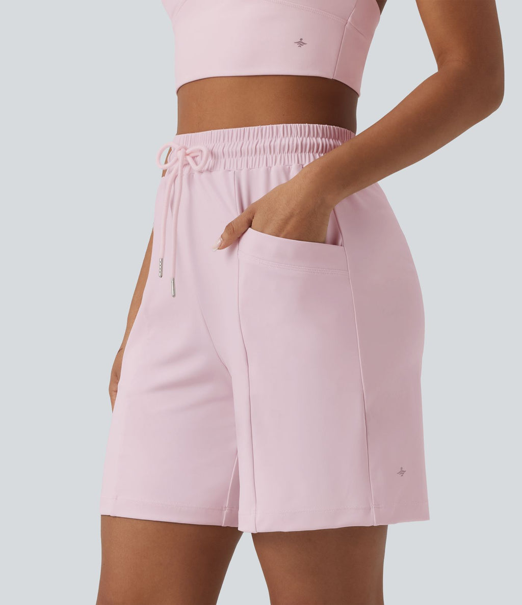 Bermuda de yoga SoftlyZero™ Airy taille haute avec cordon de serrage effet frais InstantCool et poches, protection solaire UPF50+