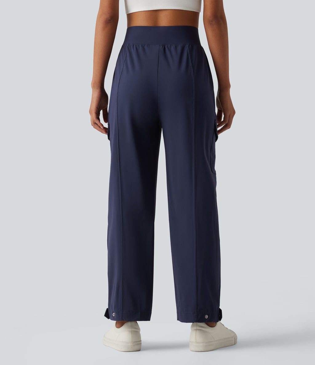 Pantalon cargo décontracté effet frais InstantCool séchage rapide taille haute à ourlet ajustable avec poches, protection solaire UPF40+