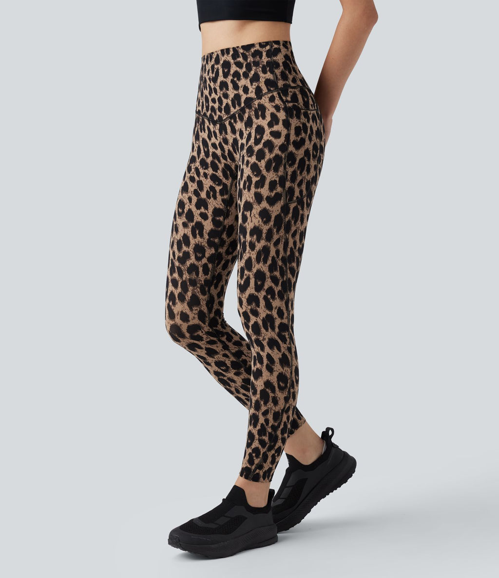 Legging de yoga gainant taille haute imprimé léopard avec poches Halara UltraSculpt™