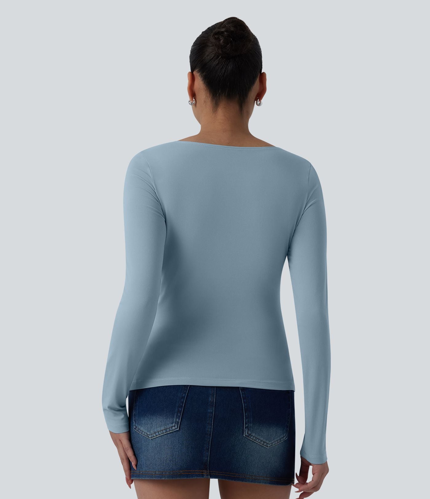 Haut casual asymétrique manches longues froncé