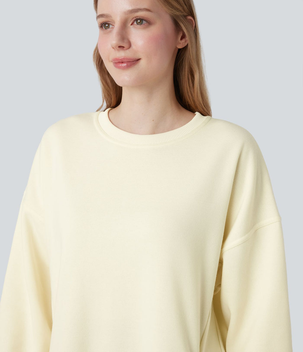 Sweat-shirt décontracté en polaire, col rond, manches longues, poches latérales, coupe oversize