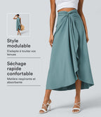 Jupe fluide de Vacances Breezeful™ Séchage Rapide Taille Haute Dos Noué Torsadé
