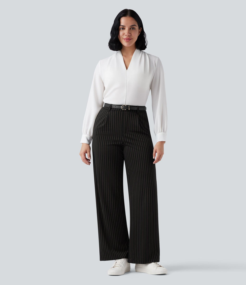 Pantalon Halara Flex™ tailleur droit taille haute rayé effet frais InstantCool avec poches