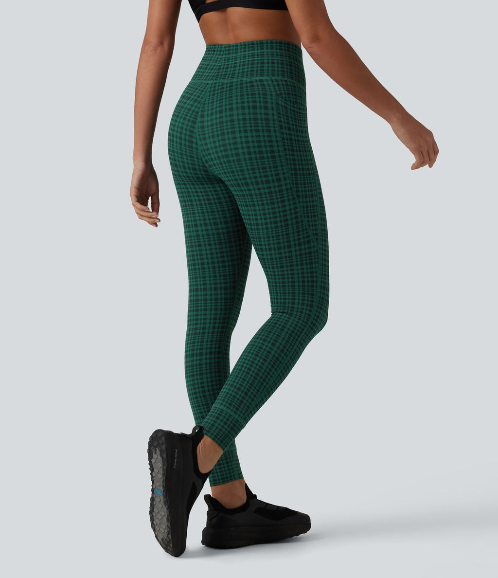 Legging de yoga Halara UltraSculpt™ taille haute avec cordon de serrage imprimé carreaux avec poches