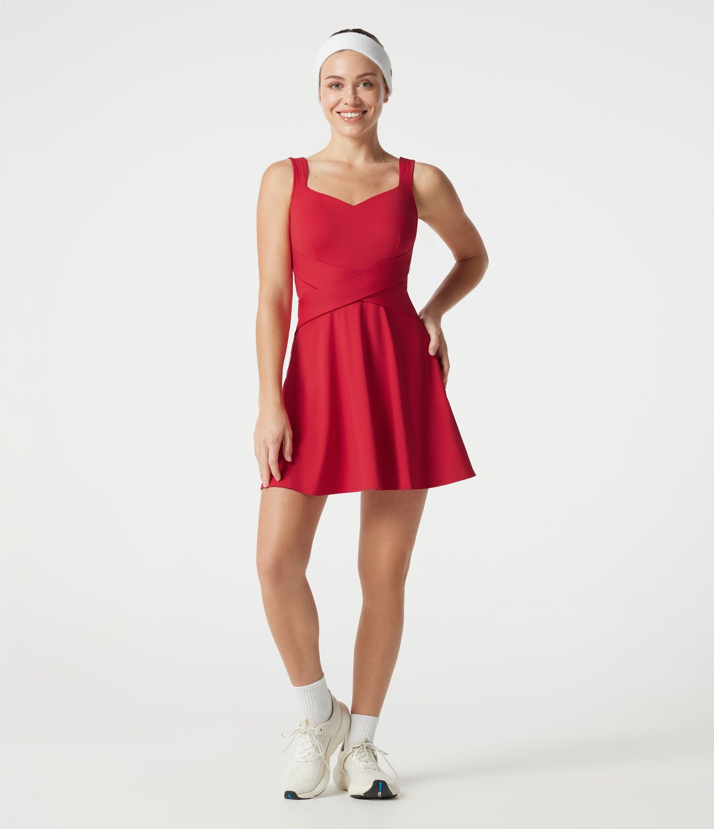 Robe de tennis courte SoftlyZero™ Airy avec brassière intégrée 2-en-1, douce et respirante, avec poches, bonnets DD à F - Édition Easy Peasy - Protection solaire UPF50+