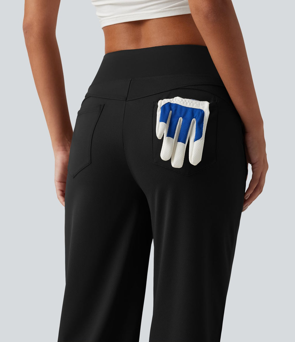 Pantalon de golf capri taille mi-haute avec poches, séchage rapide, protection solaire UPF 40+