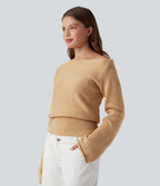 Pull décontracté à col asymétrique et manches longues