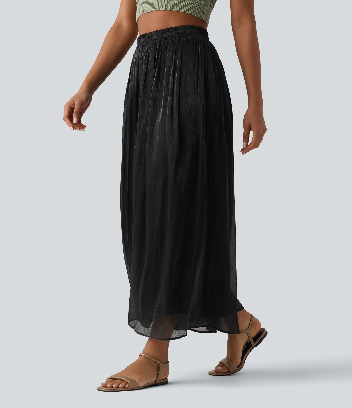 Pantalon ample fluide vacances taille haute