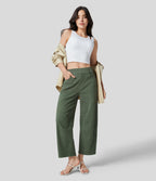 Halara Flex™ Jeans Causal Fuselés à Taille Mi-haute avec Plusieurs Poches en Tricot Extensible Coloré