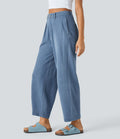 Jean carotte 7/8 casual délavé Halara Flex™ taille mi-haute avec poches