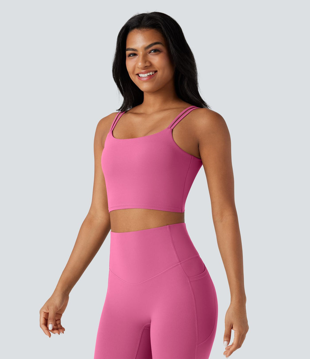 Débardeur yoga court Halara UltraSculpt™ double bretelles torsadé dos nu