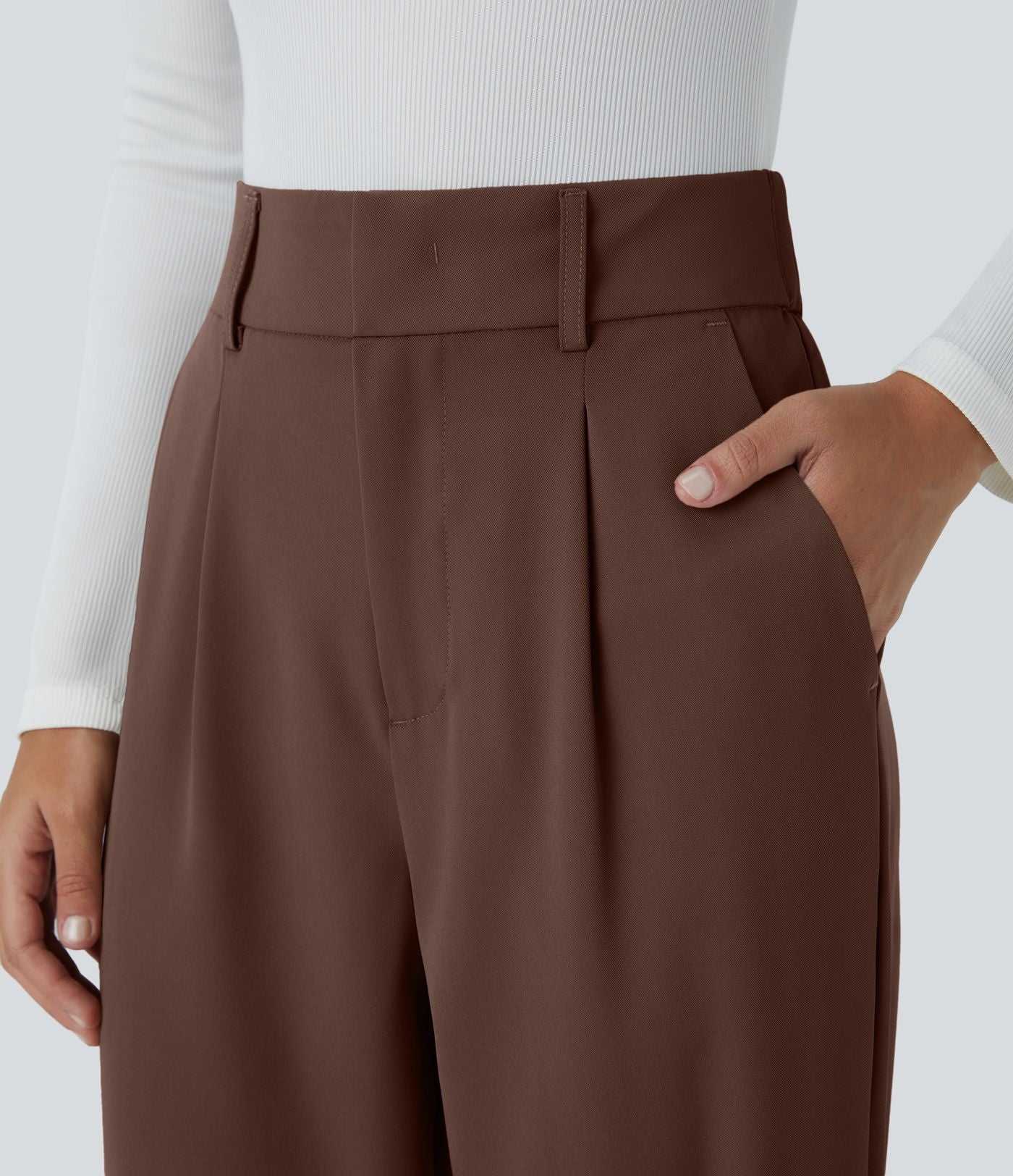 Pantalon tailleur Halara Flex™ fuselé uni, taille haute, avec poches