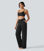 Pantalon de yoga Halara UltraSculpt™ droit taille haute gainant avec dentelle contrastée et poches