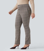 Pantalon tailleur skinny Halara Flex™ grande taille taille haute pied-de-poule à carreaux avec poches