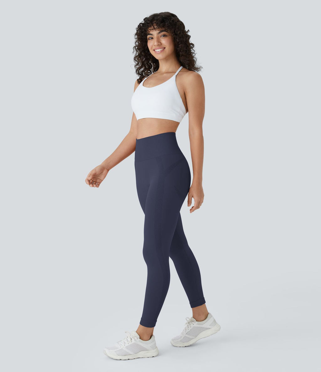 Legging yoga 7/8 taille haute froncé sans couture OneForm Seamless Flow