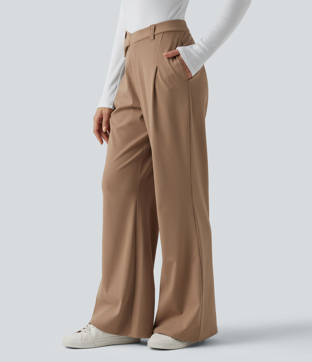 Pantalon tailleur évasé asymétrique taille haute Halara Flex™ DayStretch avec poches