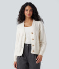Cardigan tailleur col V manches longues avec poches