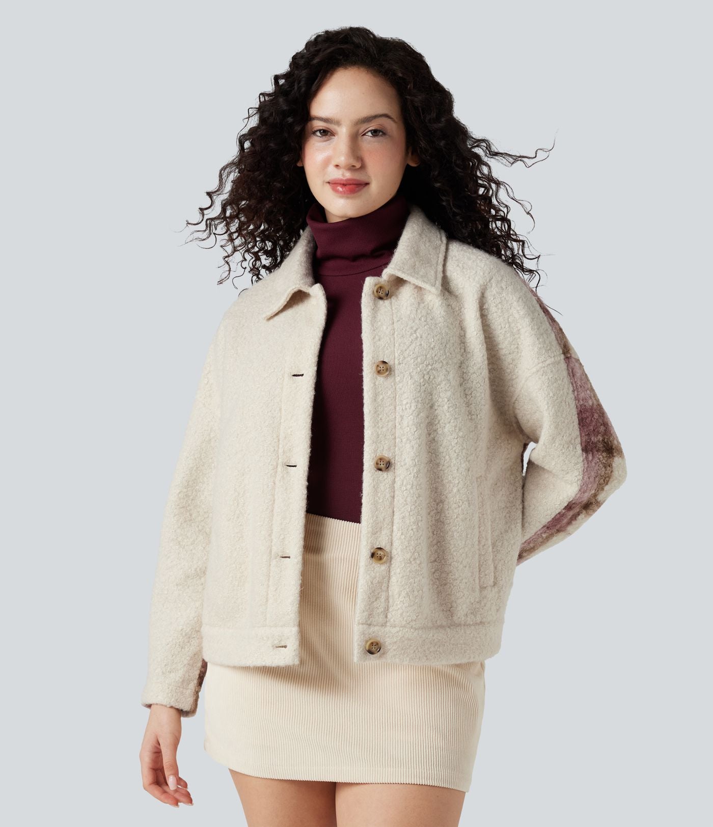 Veste sherpa col tailleur manches longues