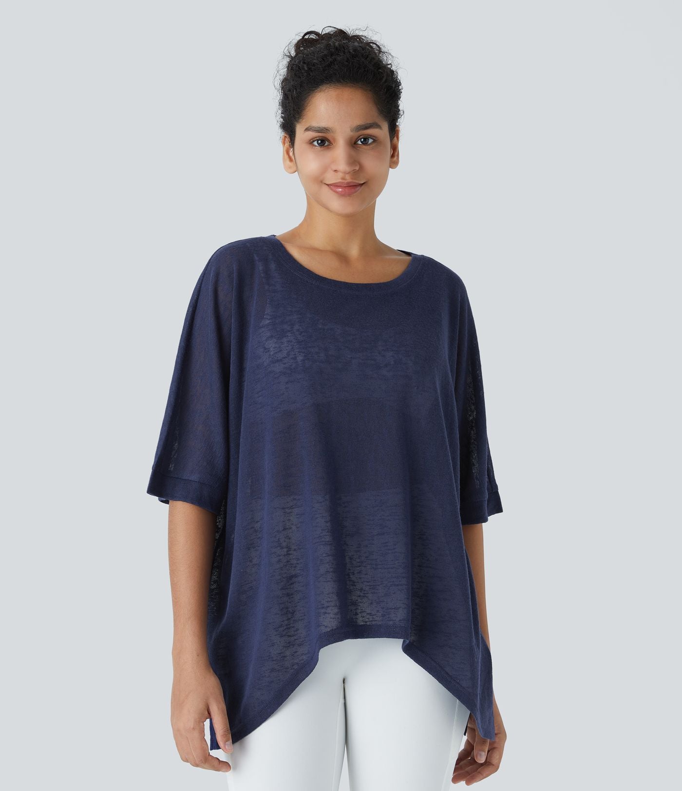 Top Casual Oversize Asymétrique Ourlet Fendu Transparent