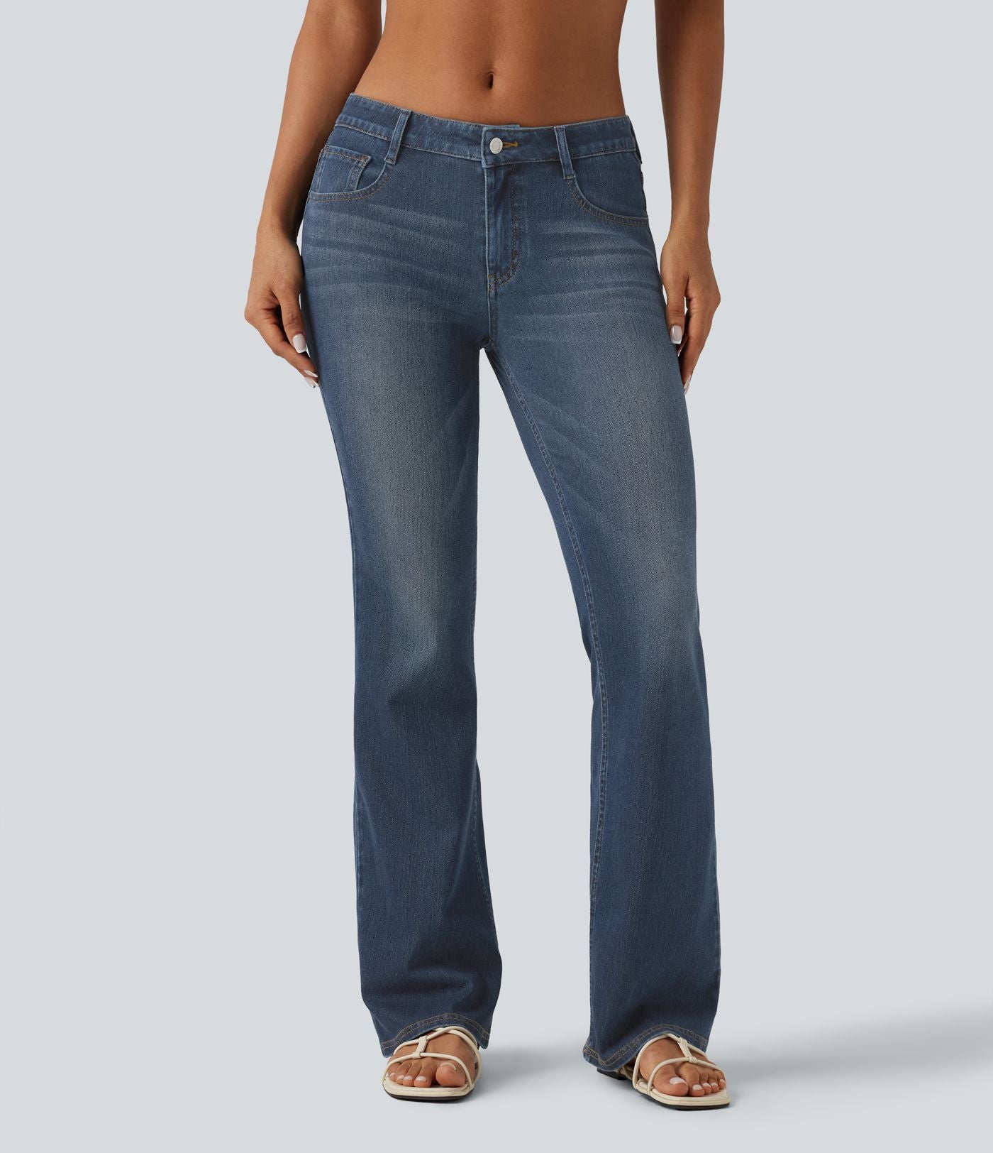 Jean bootcut Halara Flex™ taille basse délavé avec poches
