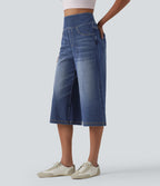 Jean capri ample Halara Flex™ taille haute gainant avec poches