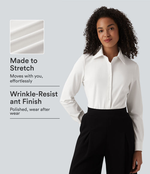 Chemise de travail infroissable à séchage rapide col manches longues