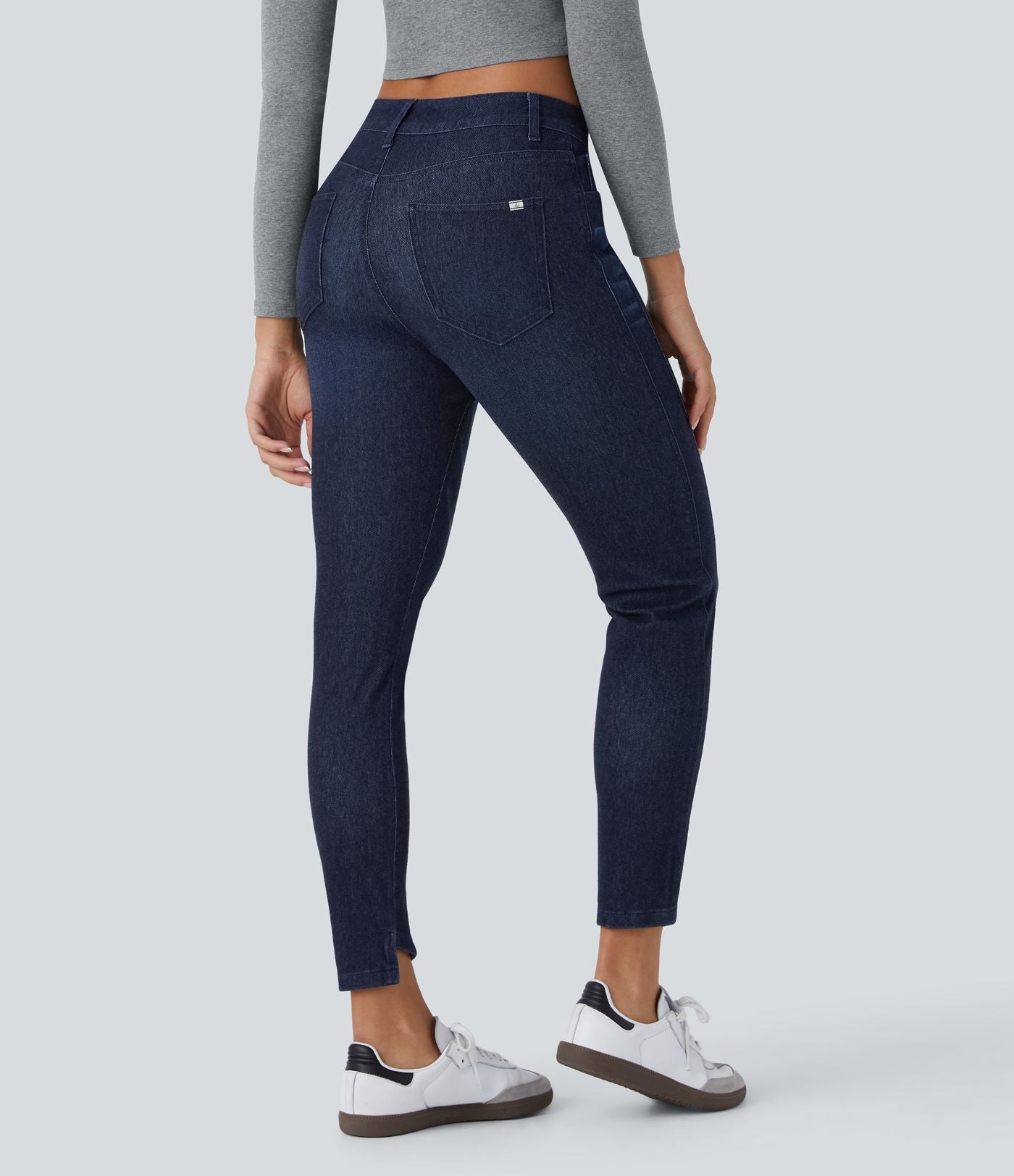 Jean skinny 7/8 décontracté taille basse Halara Flex™ avec poches zippées