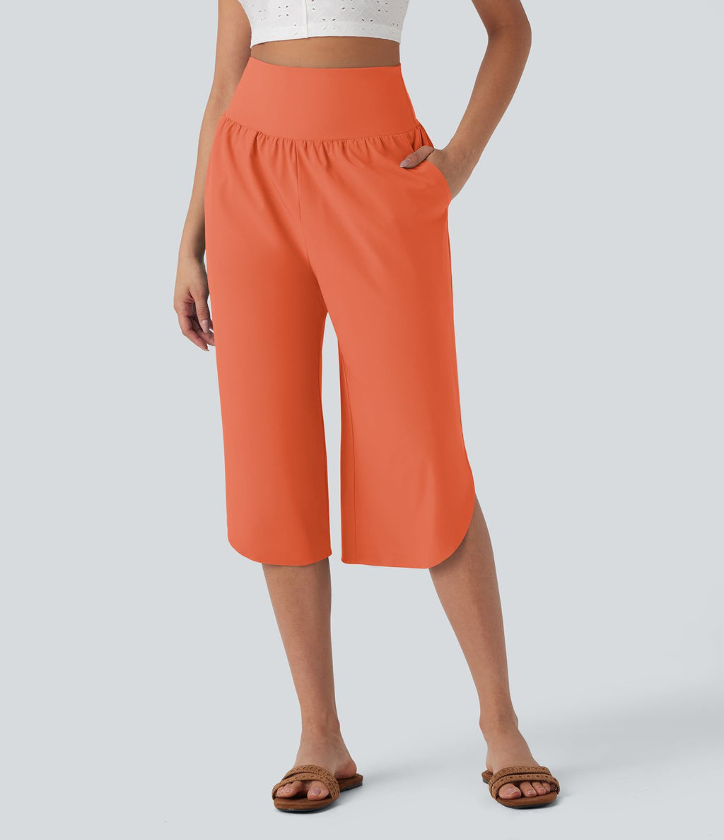 Pantalon corsaire gainant taille haute à ourlet asymétrique et séchage rapide avec poches Breezeful™