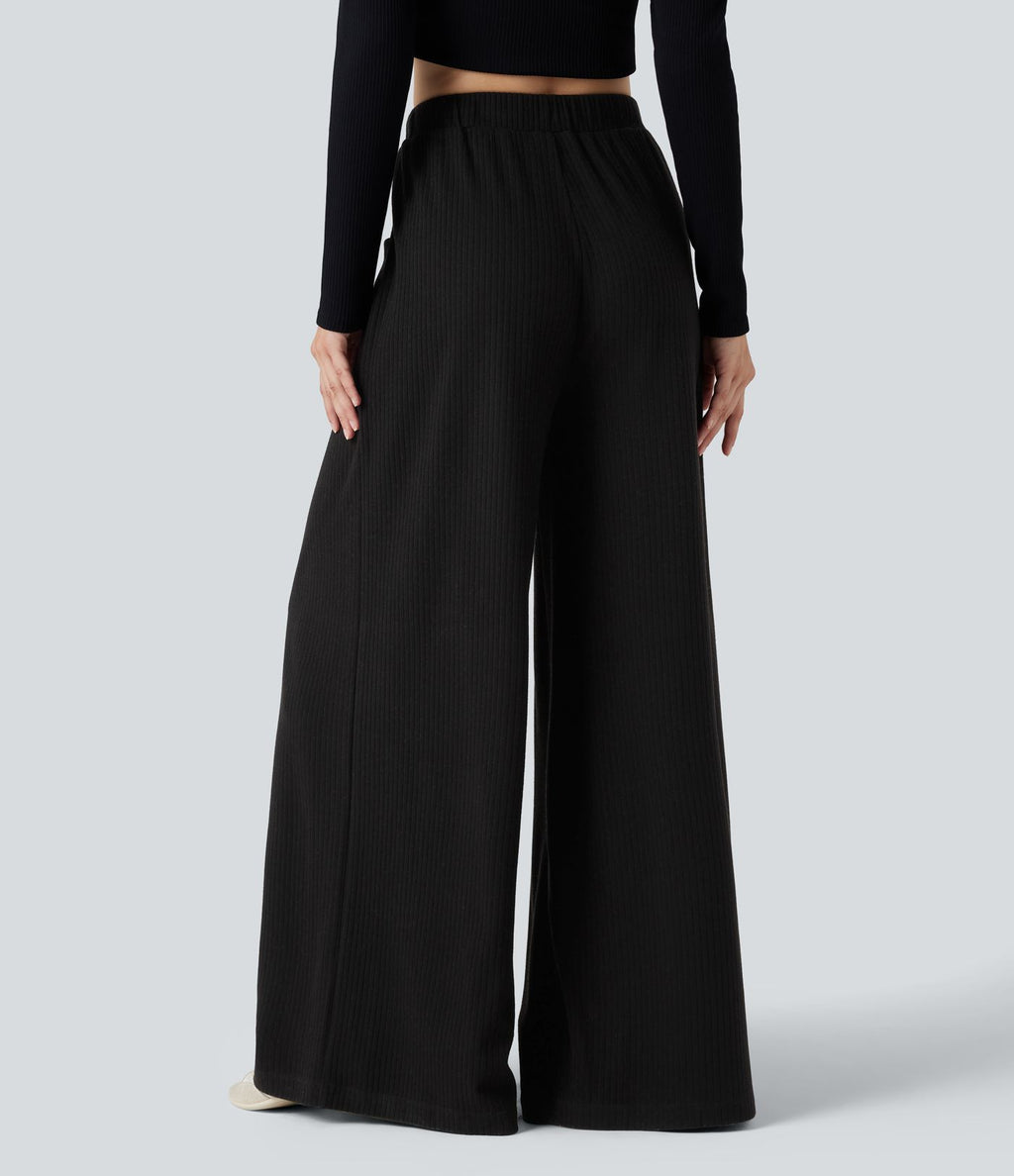 Pantalon baggy côtelé taille ajustable avec cordon de serrage et poches