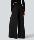 Pantalon baggy côtelé taille ajustable avec cordon de serrage et poches