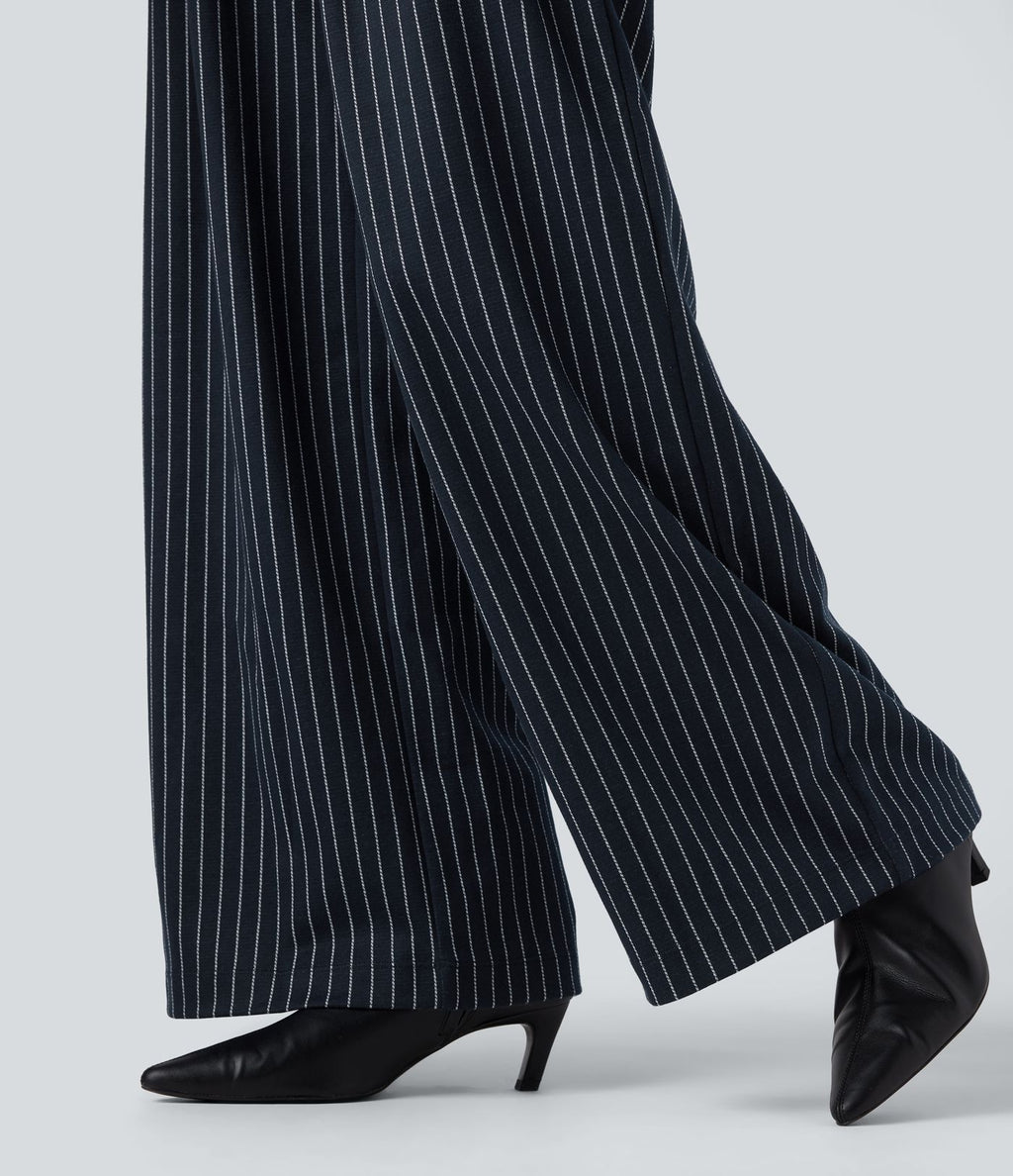 Pantalon de travail Halara Flex™ ample à rayures, taille haute, avec poches