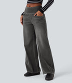 Jean décontracté ample gainant taille mi-haute avec poches Halara Flex™