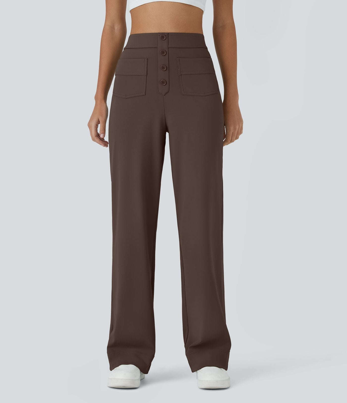 Pantalon taille haute coupe droite DayStretch avec poches