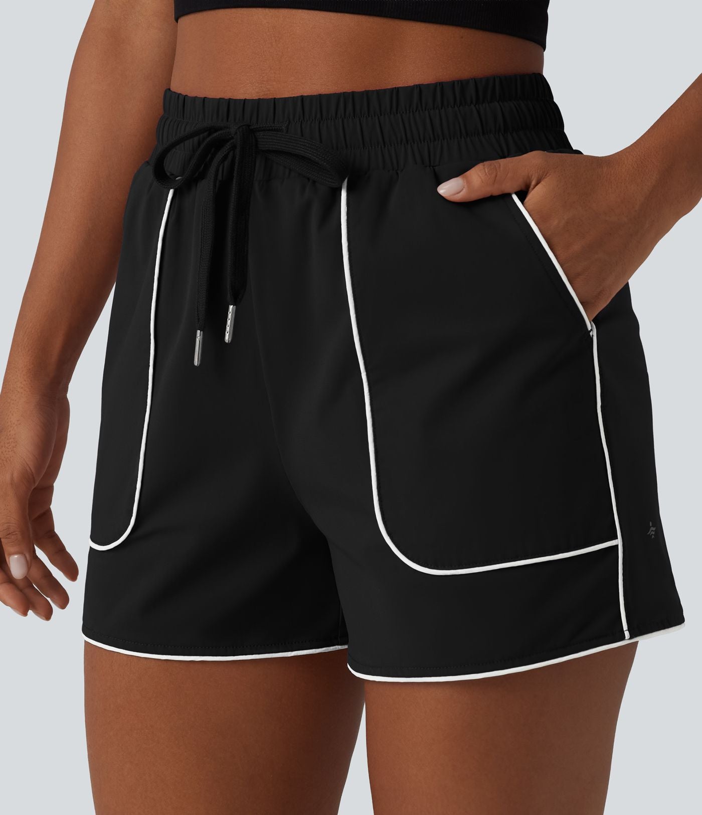 Short de sport taille haute cordon de serrage séchage rapide effet frais InstantCool 7,5 cm avec poches, protection solaire UPF40+