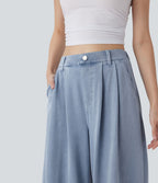 Jean palazzo ample et fluide Halara Flex™ Cool Touch en denim extensible tricoté à taille haute, séchage rapide et multiples poches