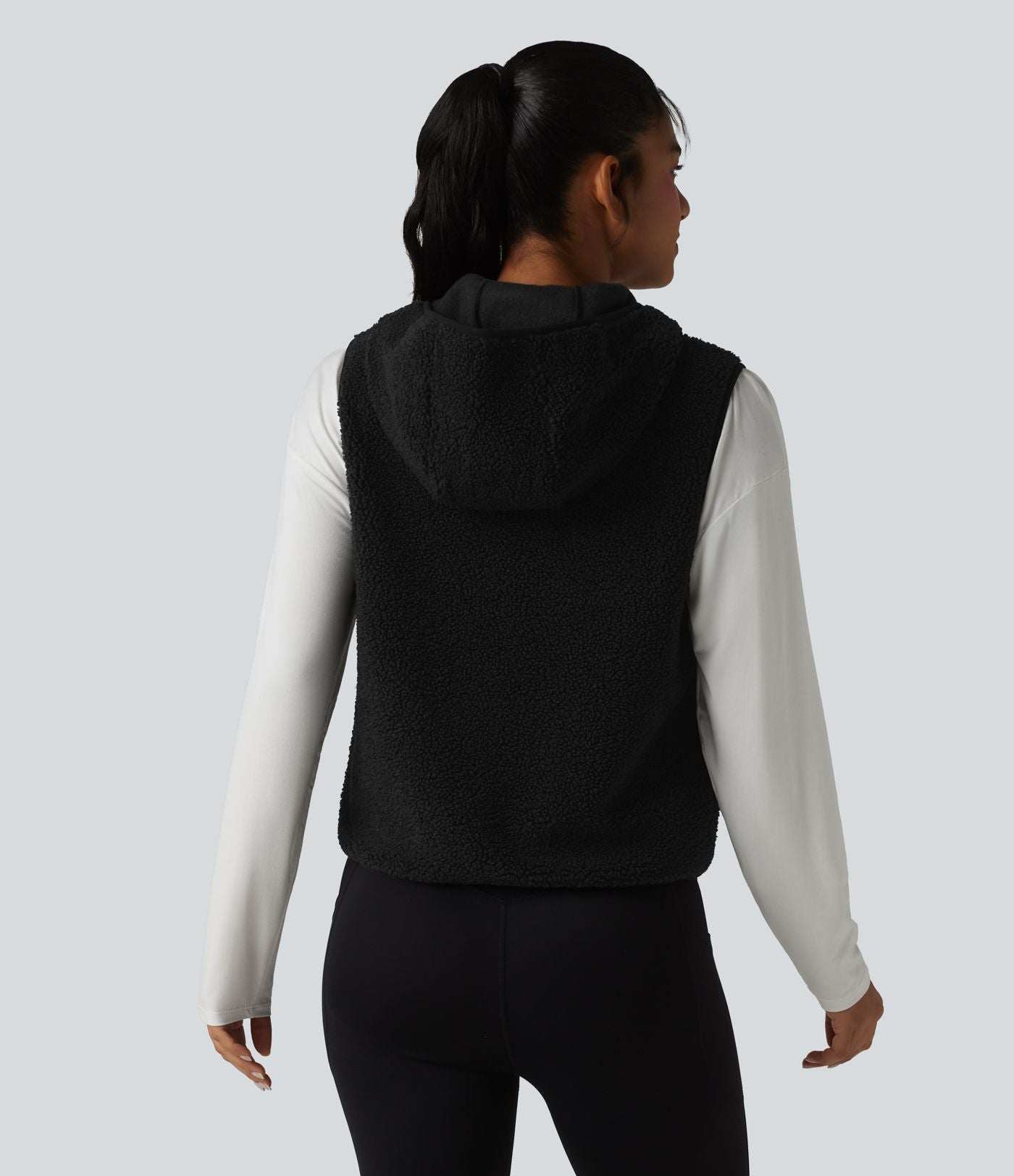 Gilet de sport sherpa à capuche avec poches