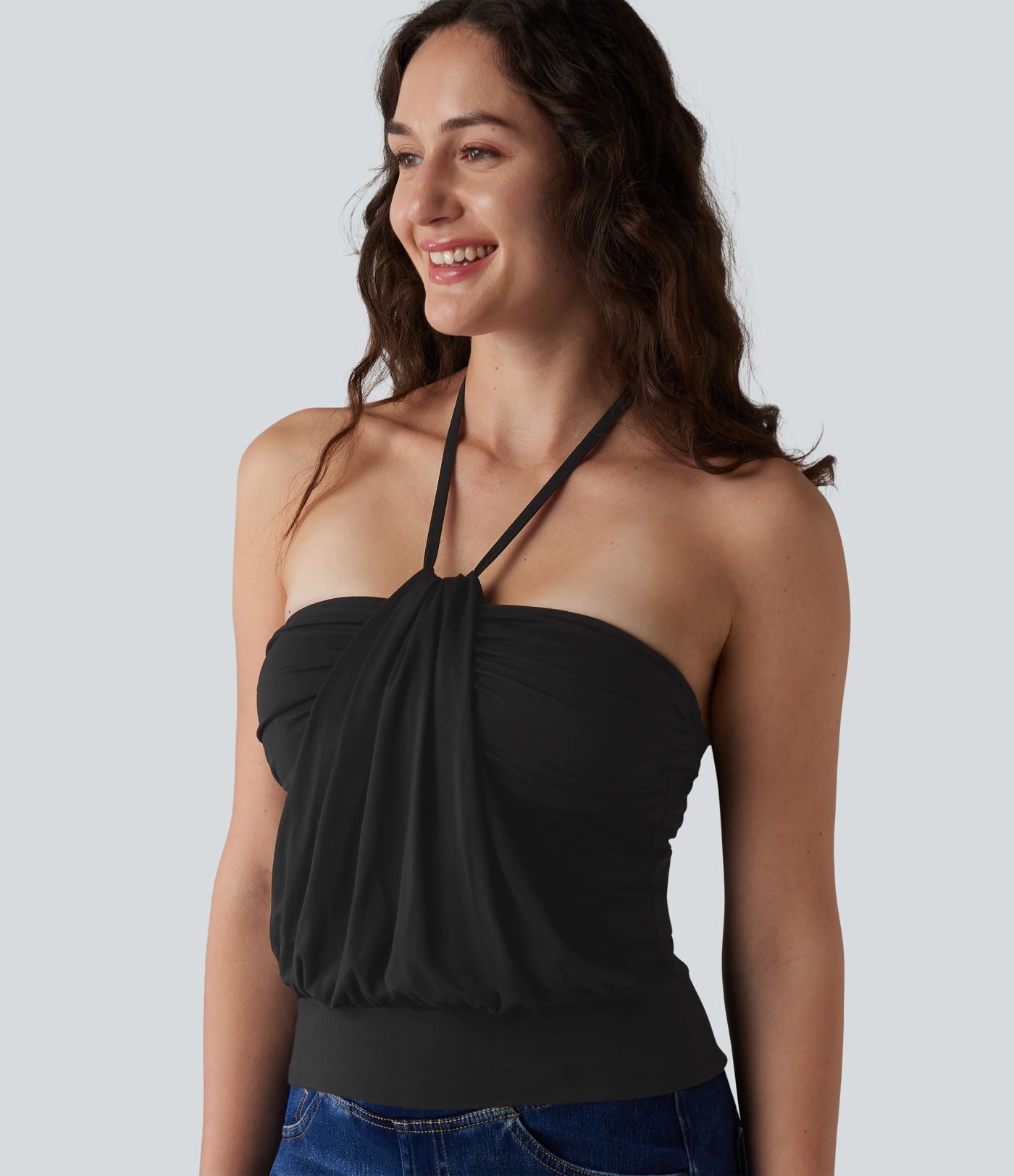 Débardeur casual dos nu à nouer avec soutien-gorge intégré