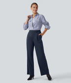 Pantalon Halara Flex™ tailleur droit taille haute rayé effet frais InstantCool avec poches