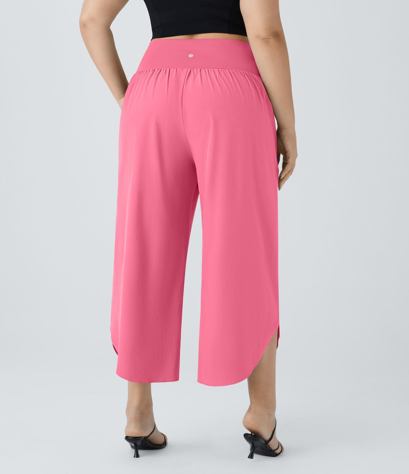 Breezeful™ Pantalon de Vacances Grande Taille Taille Haute avec Découpe Croisée Plissé Poche Latérale Fente et Séchage Rapide
