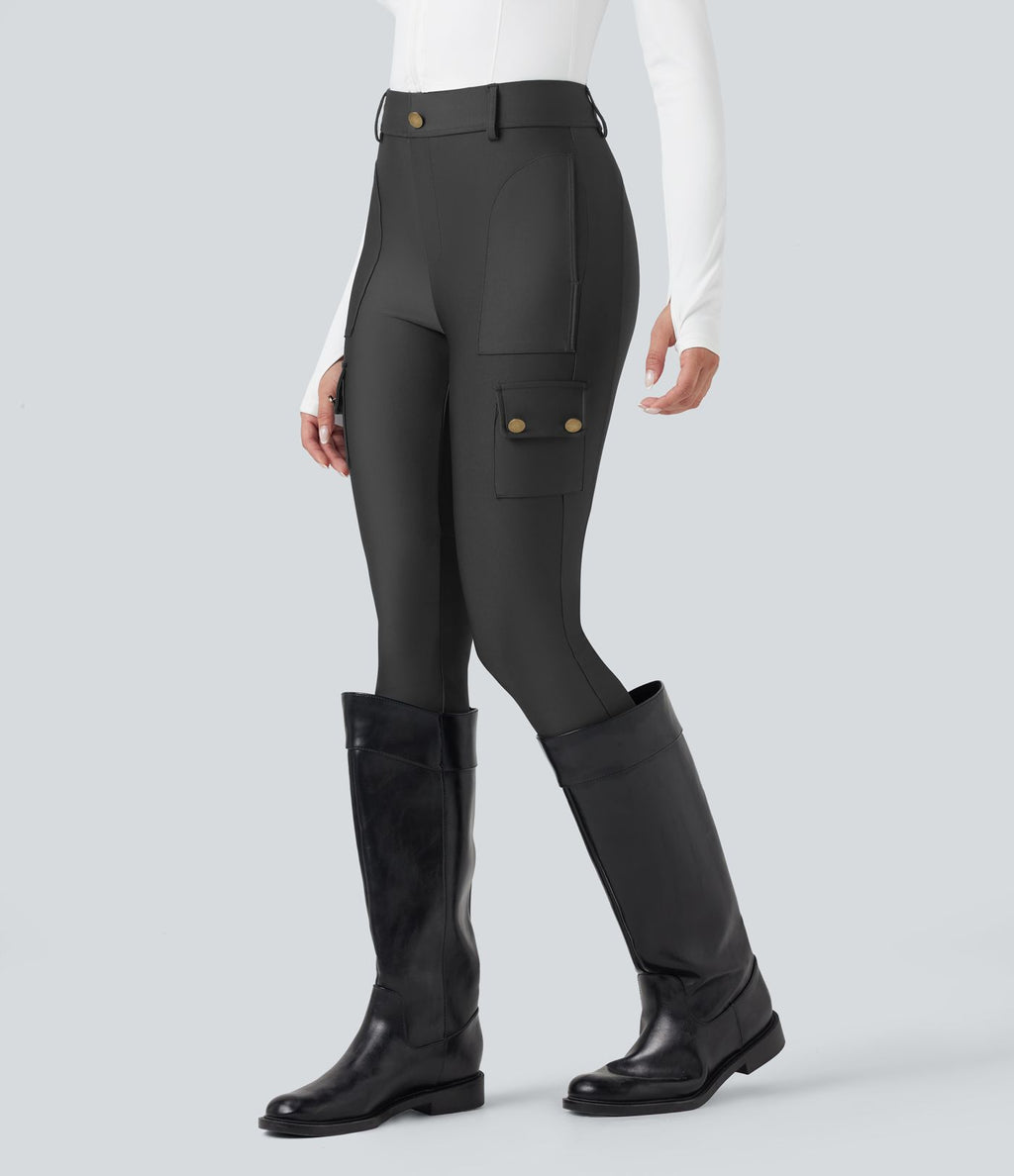 Legging 7/8 brillant taille haute avec poches