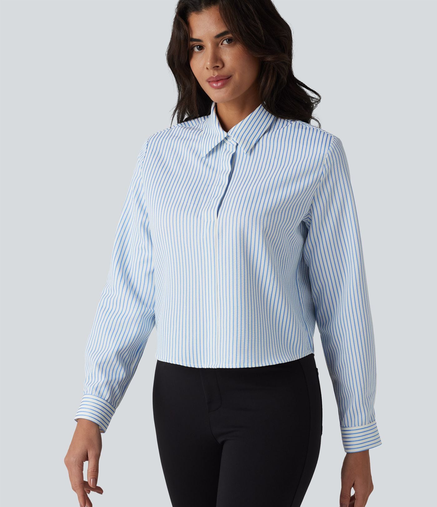Chemise tailleur à rayures manches longues